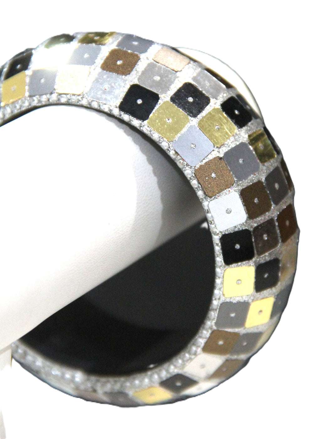 GRAZIANO MIXED METAL MIRRORED CHUNKY BANGLE BRACELET