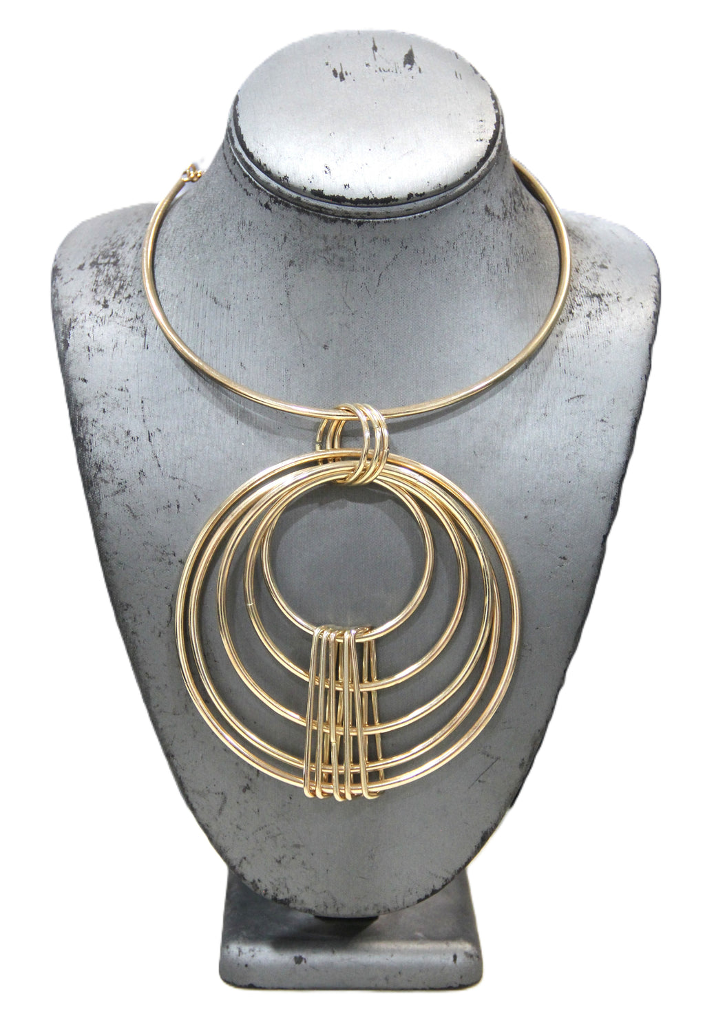 DEAD STOCK MOD MODERNIST KINETIC SULPTURAL STATEMENT NECKLACE - GOLD