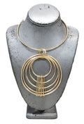 DEAD STOCK MOD MODERNIST KINETIC SULPTURAL STATEMENT NECKLACE - GOLD