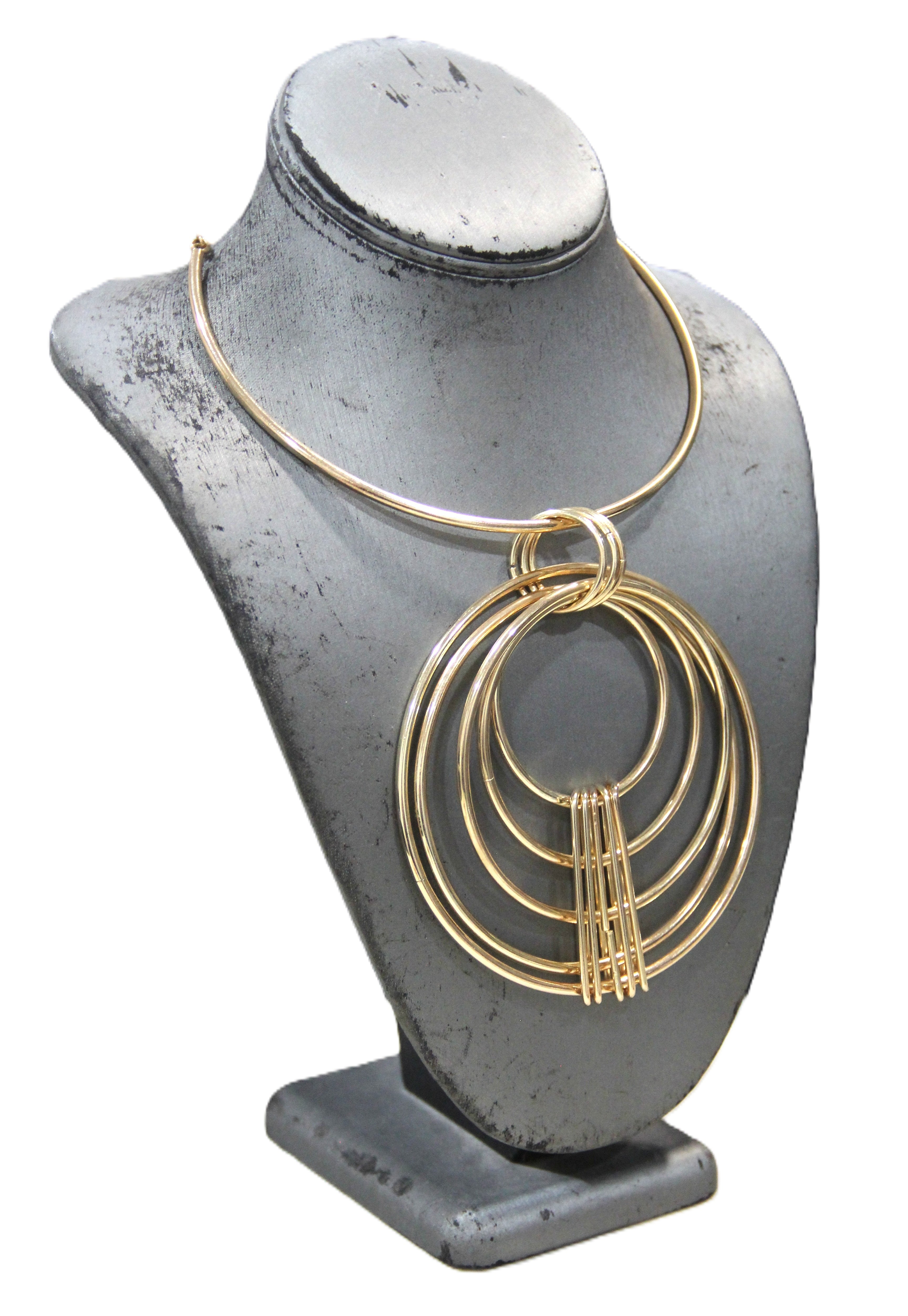 DEAD STOCK MOD MODERNIST KINETIC SULPTURAL STATEMENT NECKLACE - GOLD