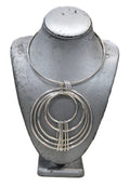 DEAD STOCK MOD MODERNIST KINETIC SCULPTURAL STATEMENT NECKLACE - SILVER