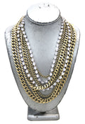 SUPER HEAVY MULTI STRAND CHAIN & RHINESTONE CHAIN NECKLACE