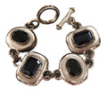 GRAZIANO DISTRESSED MATTE SILVER & GLASS STONE TOGGLE BRACELET