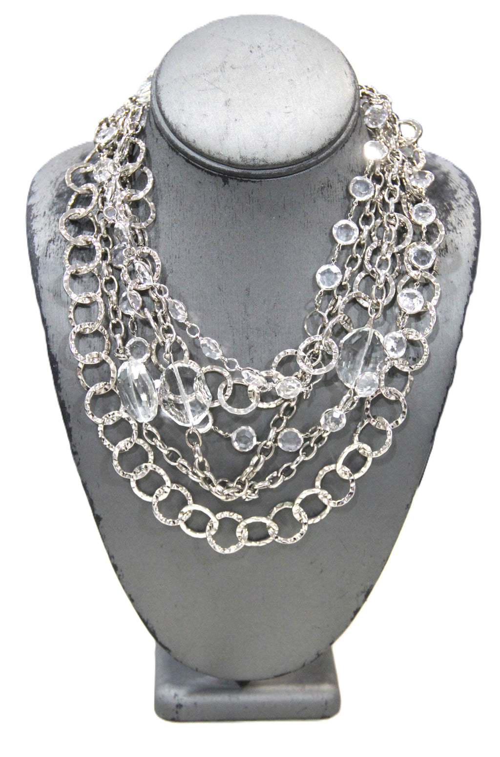 GRAZIANO DEAD STOCK MULTI CHAIN & BEZEL GLASS NECKLACE