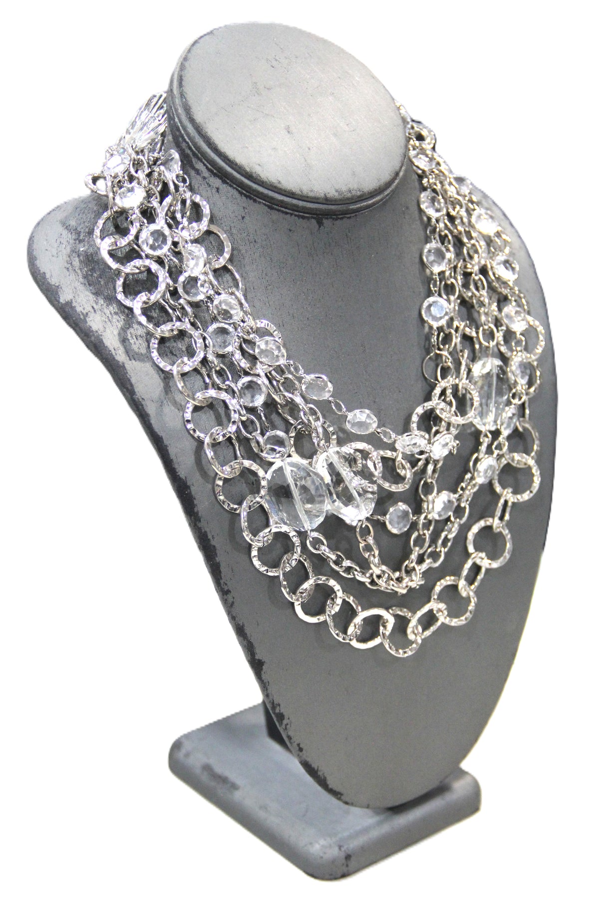 GRAZIANO DEAD STOCK MULTI CHAIN & BEZEL GLASS NECKLACE