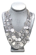 GRAZIANO DEAD STOCK CHARM & BEZEL CRYSTAL BIB NECKLACE