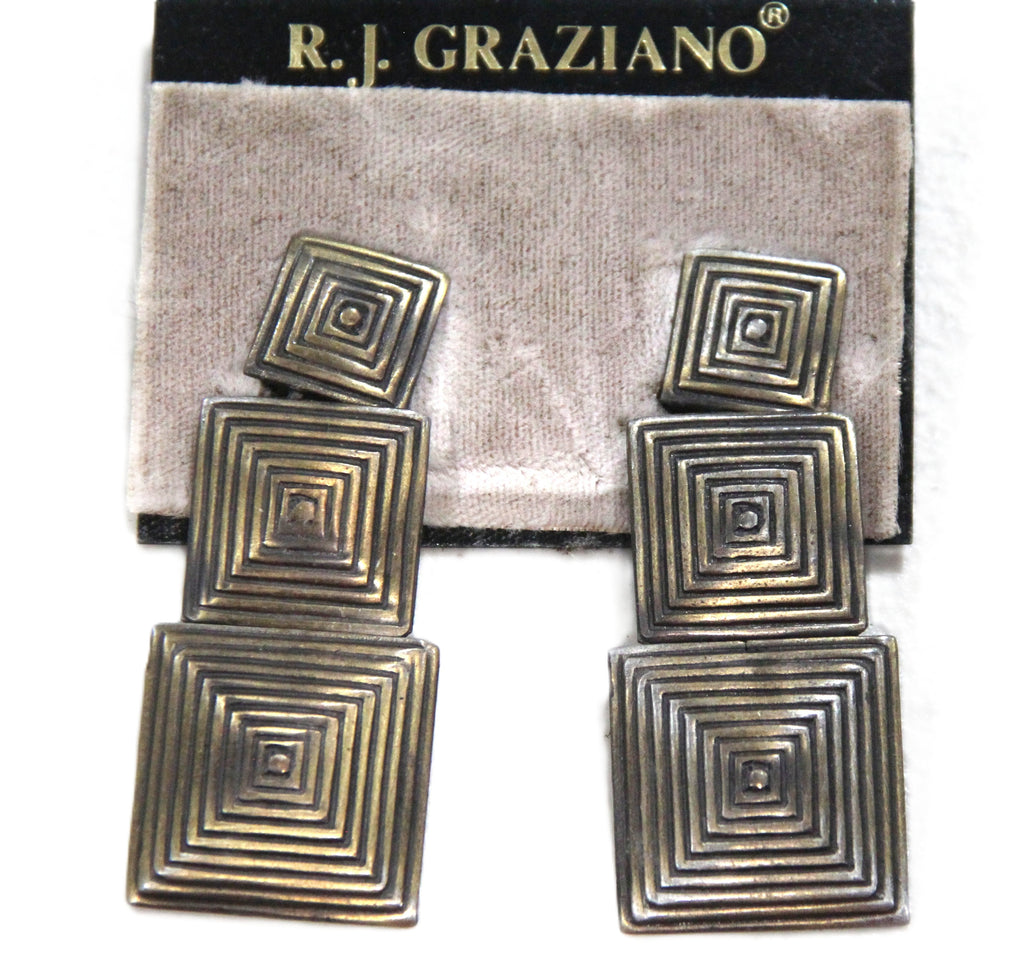 DEAD STOCK OXIDIZED BRASS TRIBAL BOHO SOHO EARRINGS
