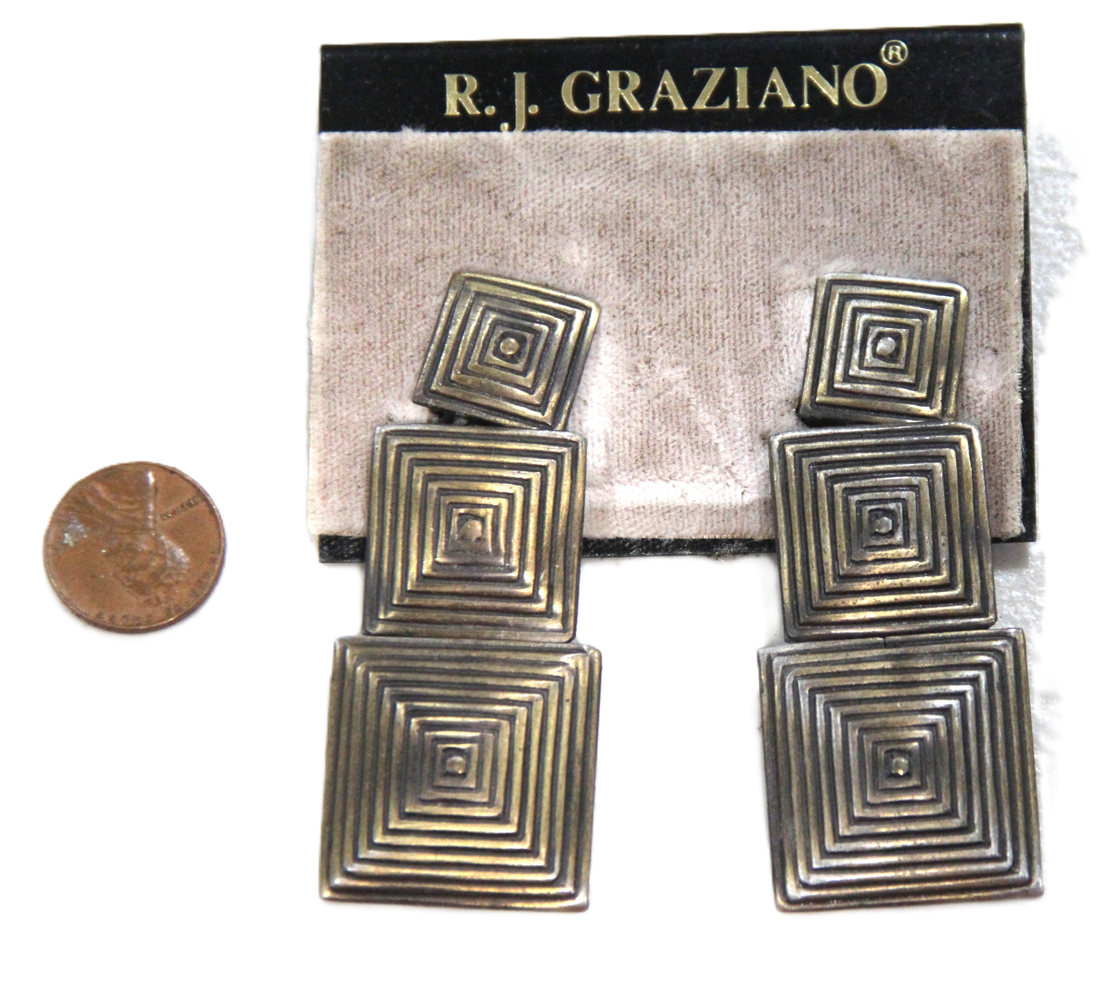 DEAD STOCK OXIDIZED BRASS TRIBAL BOHO SOHO EARRINGS