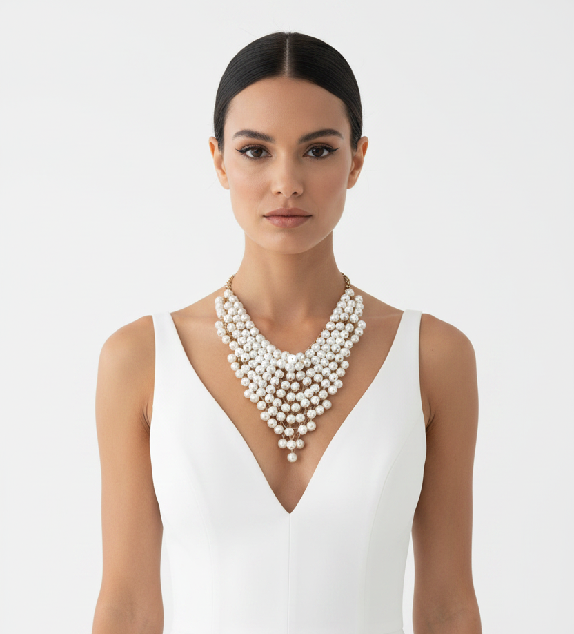 Graziano fx pearl bib necklace