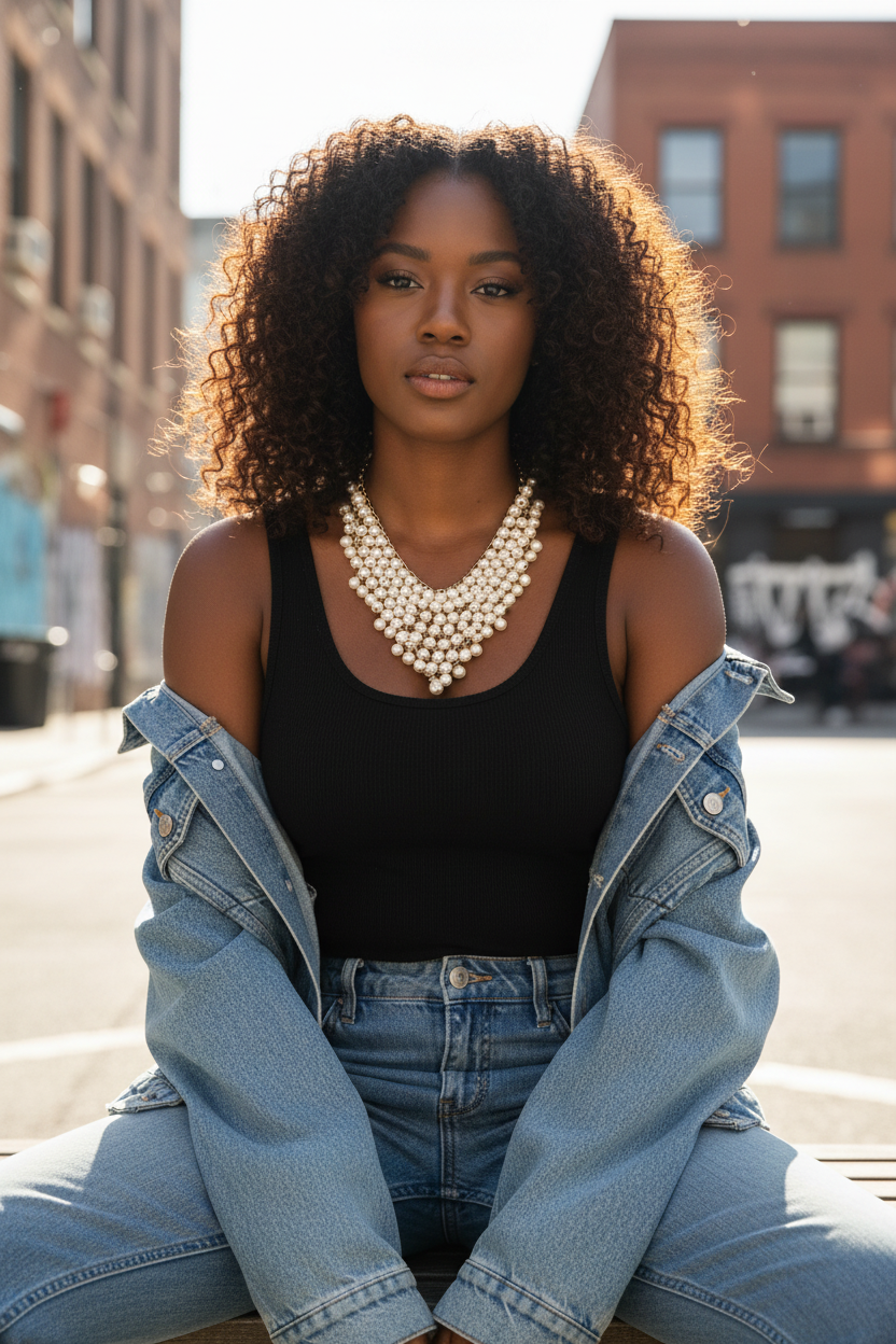 Graziano fx pearl bib necklace
