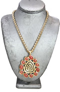 Graziano dead stock brutalist necklace pink cabochon
