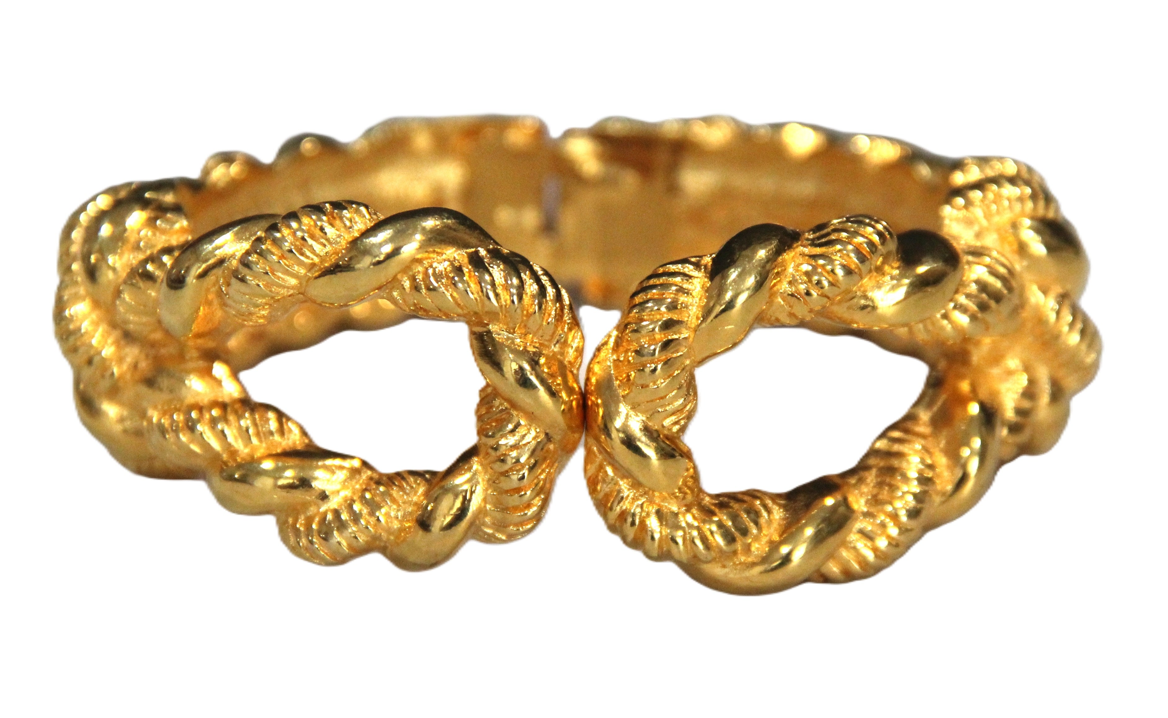 GRAZIANO DEAD STOCK 80'S BOLD GOLD ROPED DESIGN HINGED BANGLE BRACELET