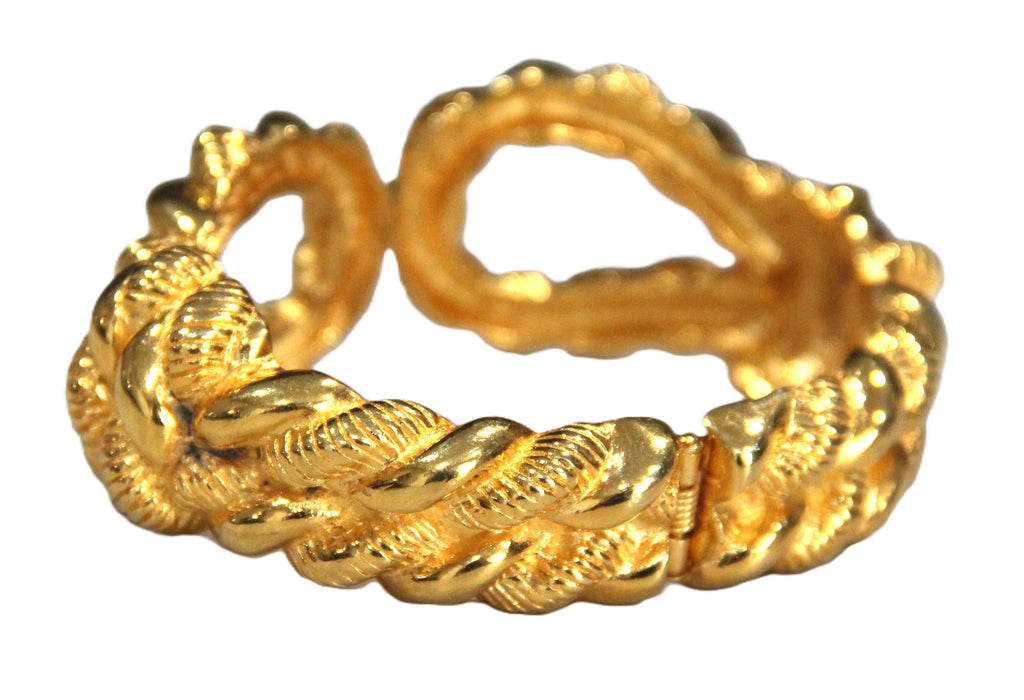 GRAZIANO DEAD STOCK 80'S BOLD GOLD ROPED DESIGN HINGED BANGLE BRACELET