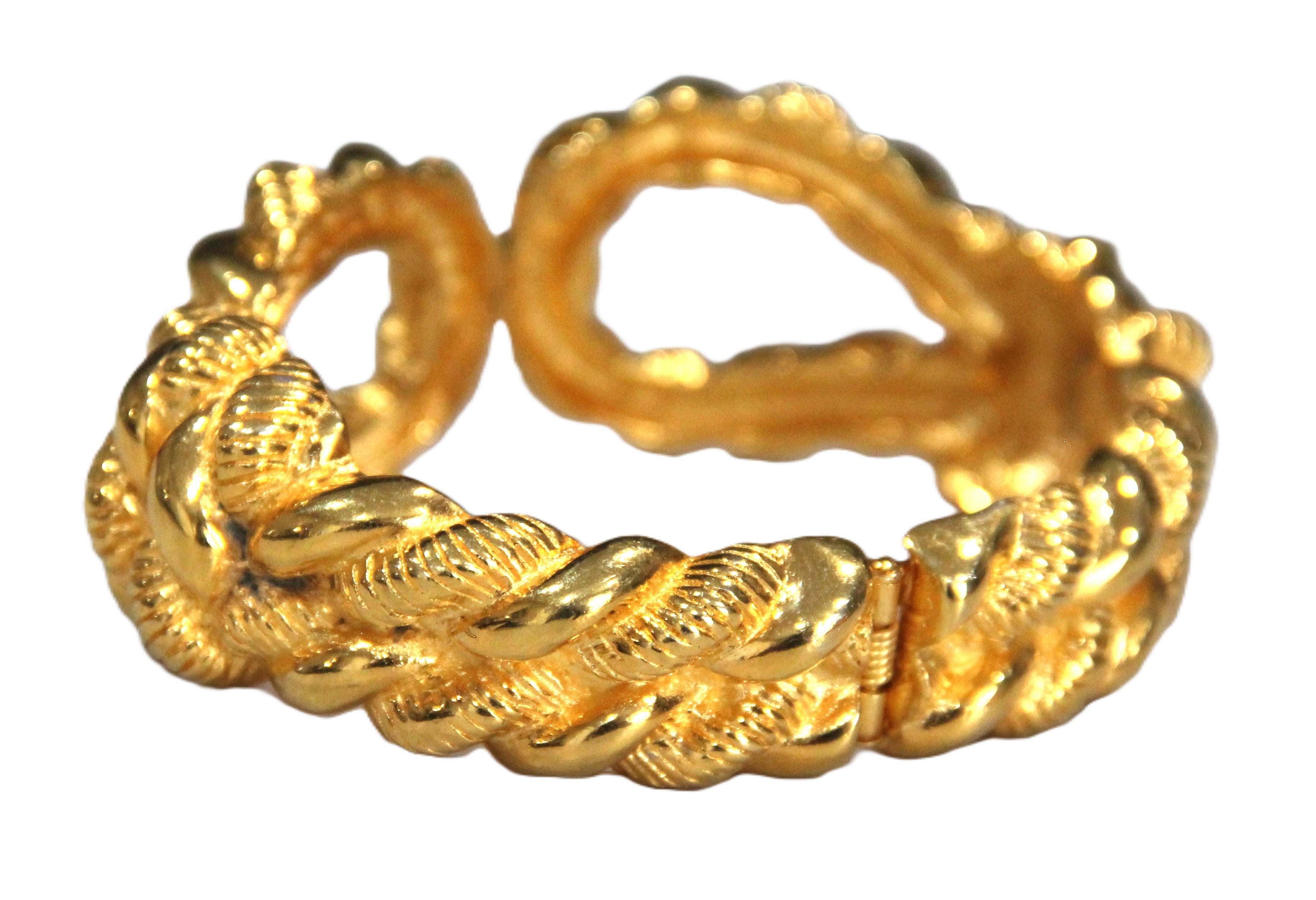 GRAZIANO DEAD STOCK 80'S BOLD GOLD ROPED DESIGN HINGED BANGLE BRACELET