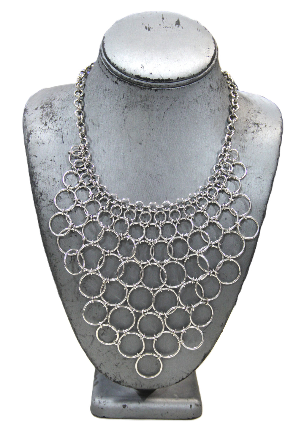 DEAD STOCK VINTAGE SILVER PLATE BIB STATEMENT NECKLACE