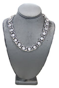 GRAZIANO DEAD STOCK SILVER METAL & HEAD SET RHINESTONE CHAIN NECKLACE