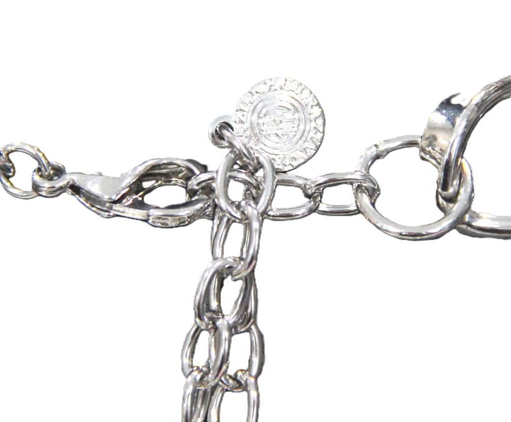 GRAZIANO DEAD STOCK SILVER METAL & HEAD SET RHINESTONE CHAIN NECKLACE