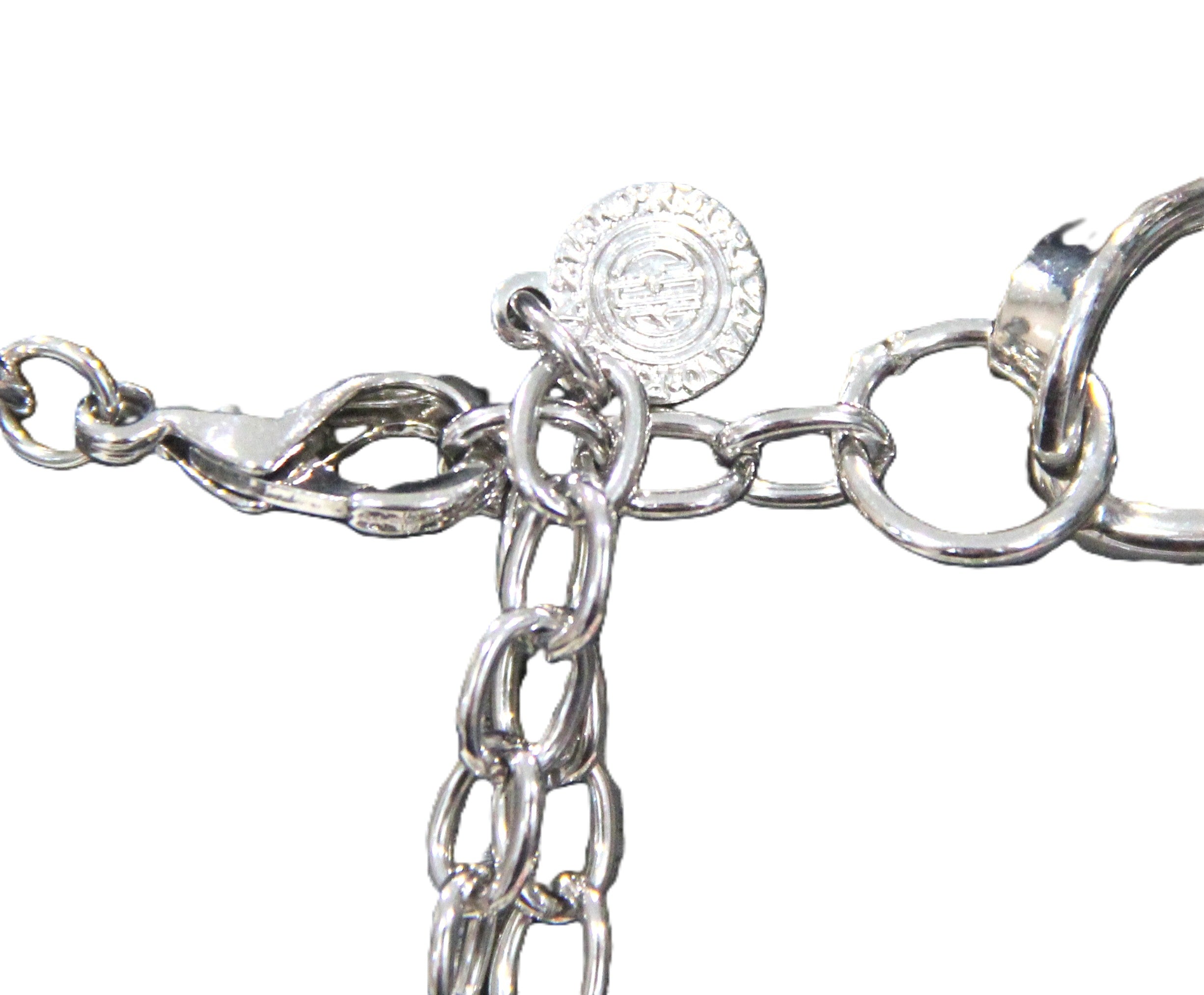 GRAZIANO DEAD STOCK SILVER METAL & HEAD SET RHINESTONE CHAIN NECKLACE