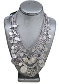 Graziano triple strand charm statement necklace