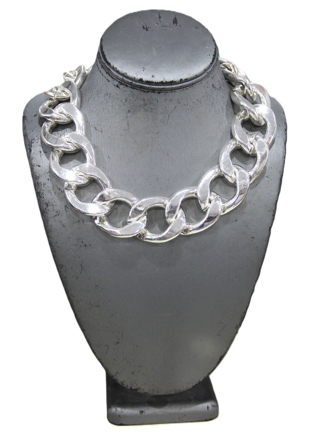Graziano dead stock chunky silver curbed chain necklace