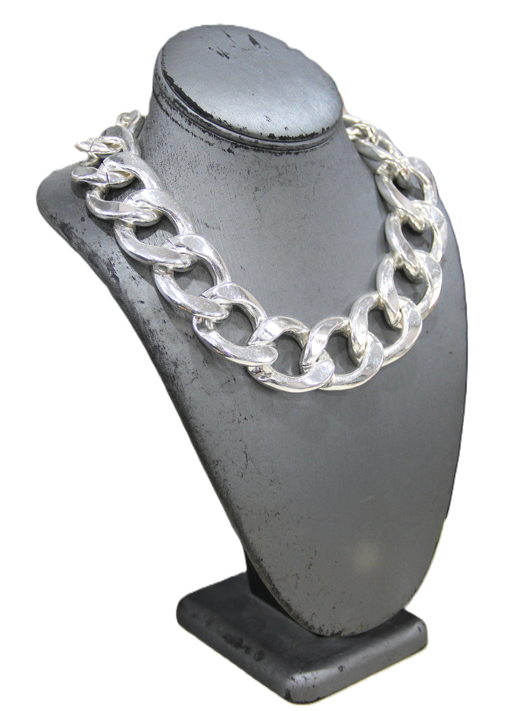 Graziano dead stock chunky silver curbed chain necklace