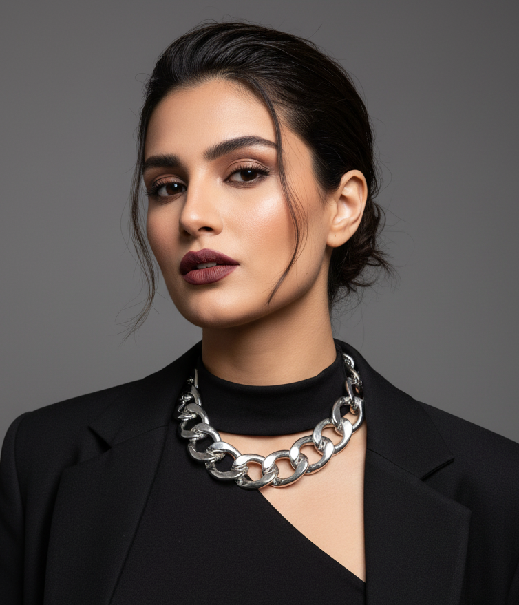 Graziano dead stock chunky silver curbed chain necklace