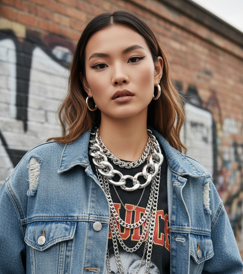 Graziano dead stock chunky silver curbed chain necklace