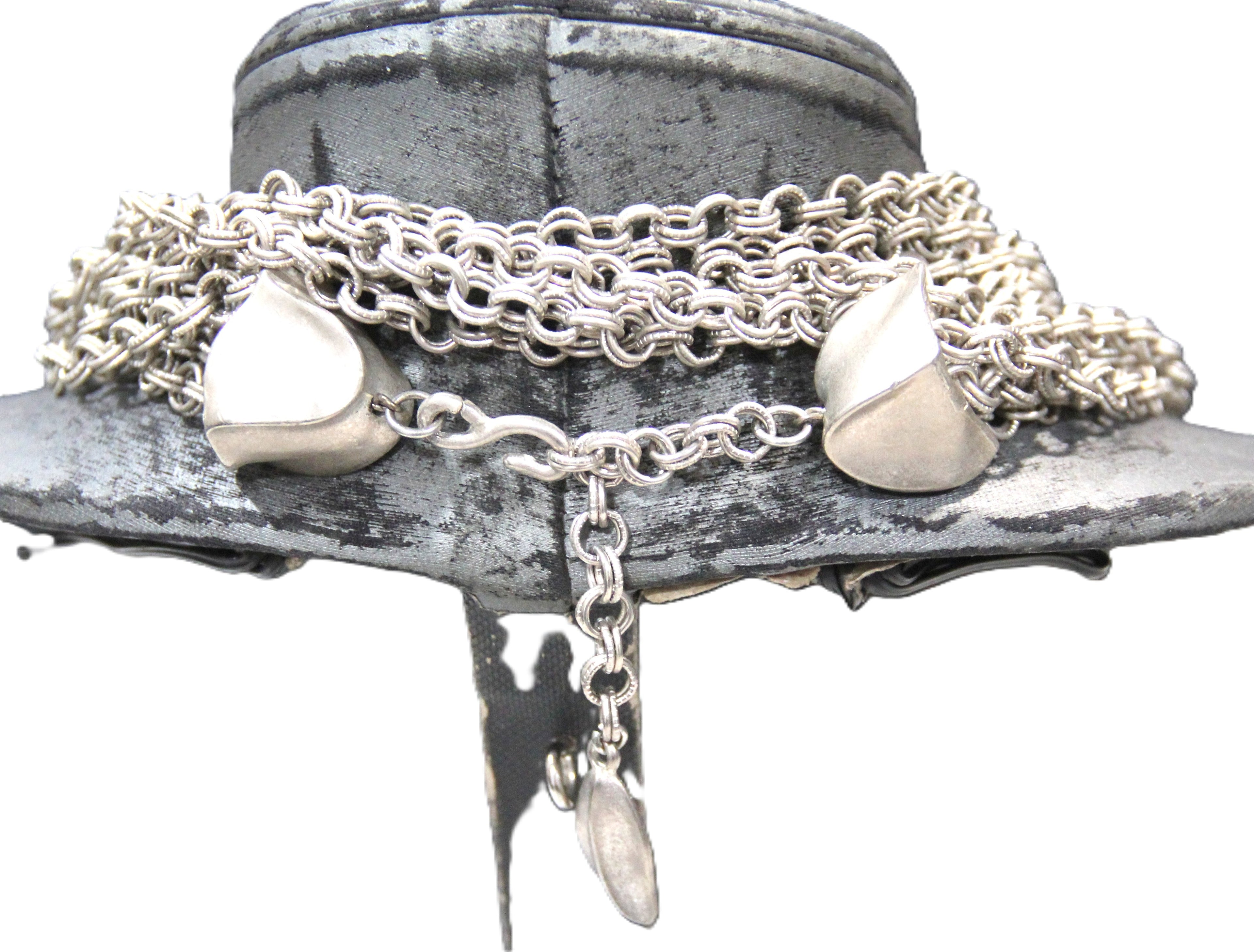 GRAZIANO DEAD STOCK MATTE SILVER MULTI CHAIN NECKLACE - LONG 