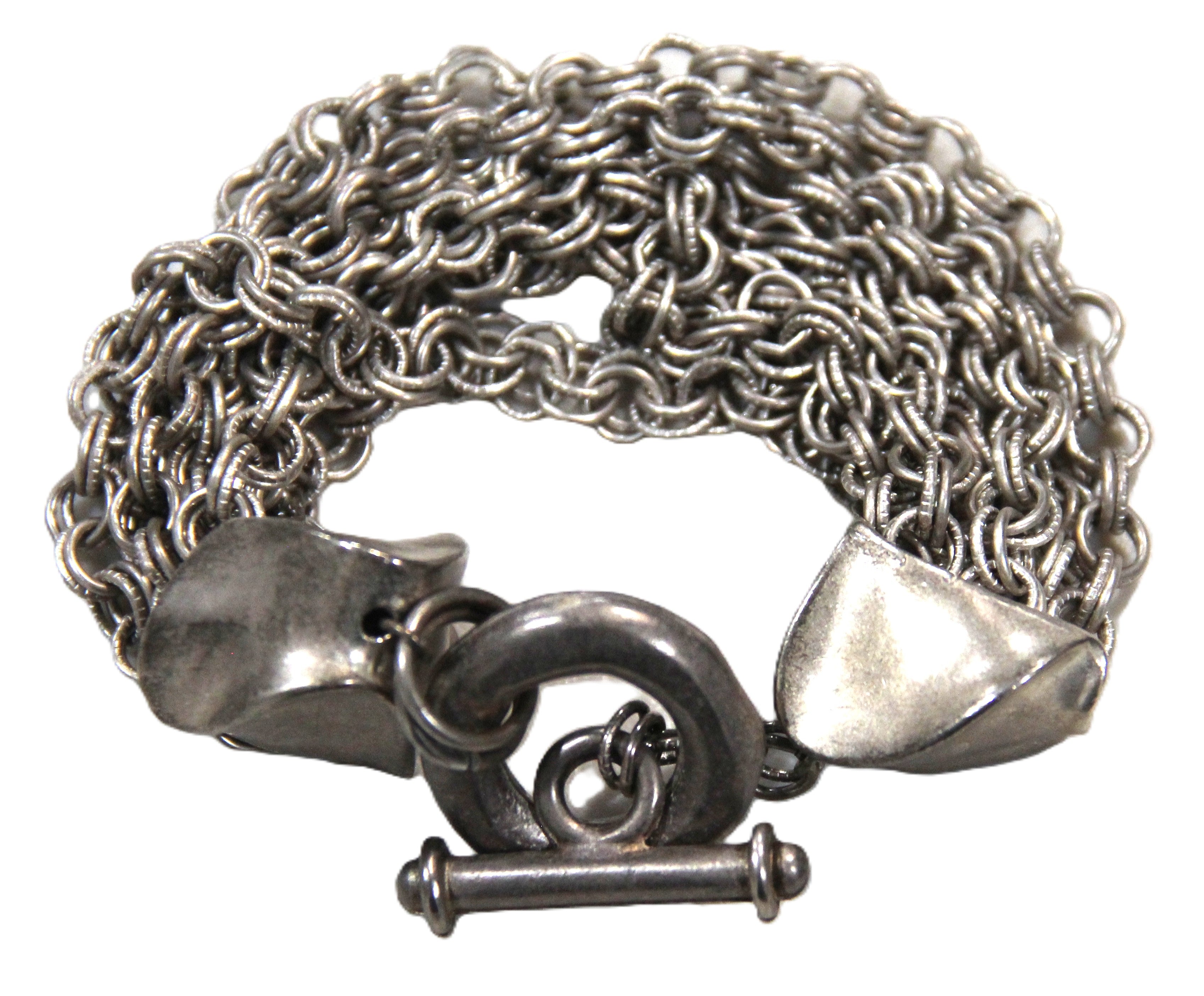  GRAZIANO DEAD STOCK MATTE SILVER MULTI CHAIN BRACELET 