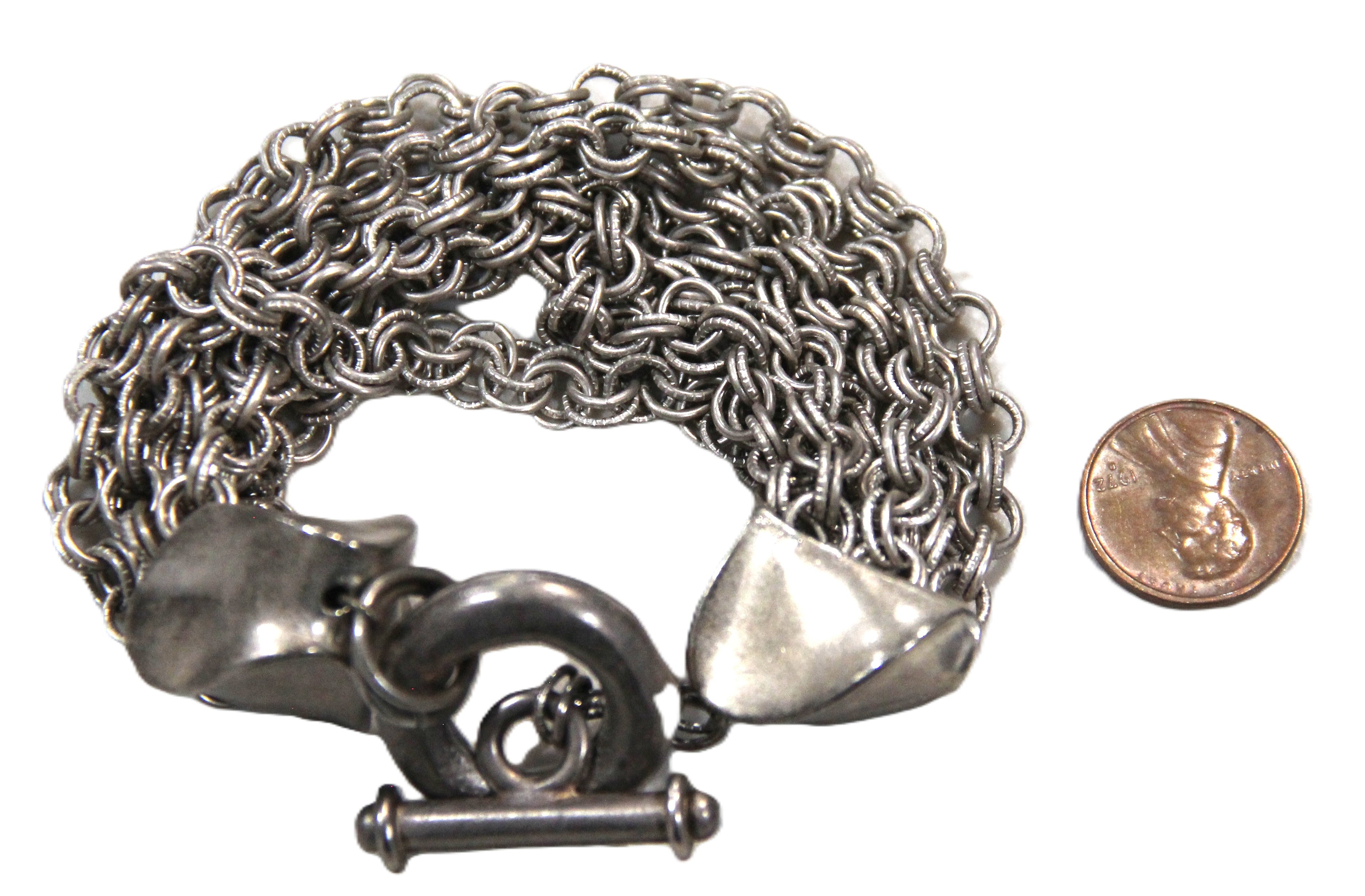  GRAZIANO DEAD STOCK MATTE SILVER MULTI CHAIN BRACELET 