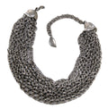 GRAZIANO DEAD STOCK MATTE SILVER MULTI CHAIN NECKLACE - SHORT