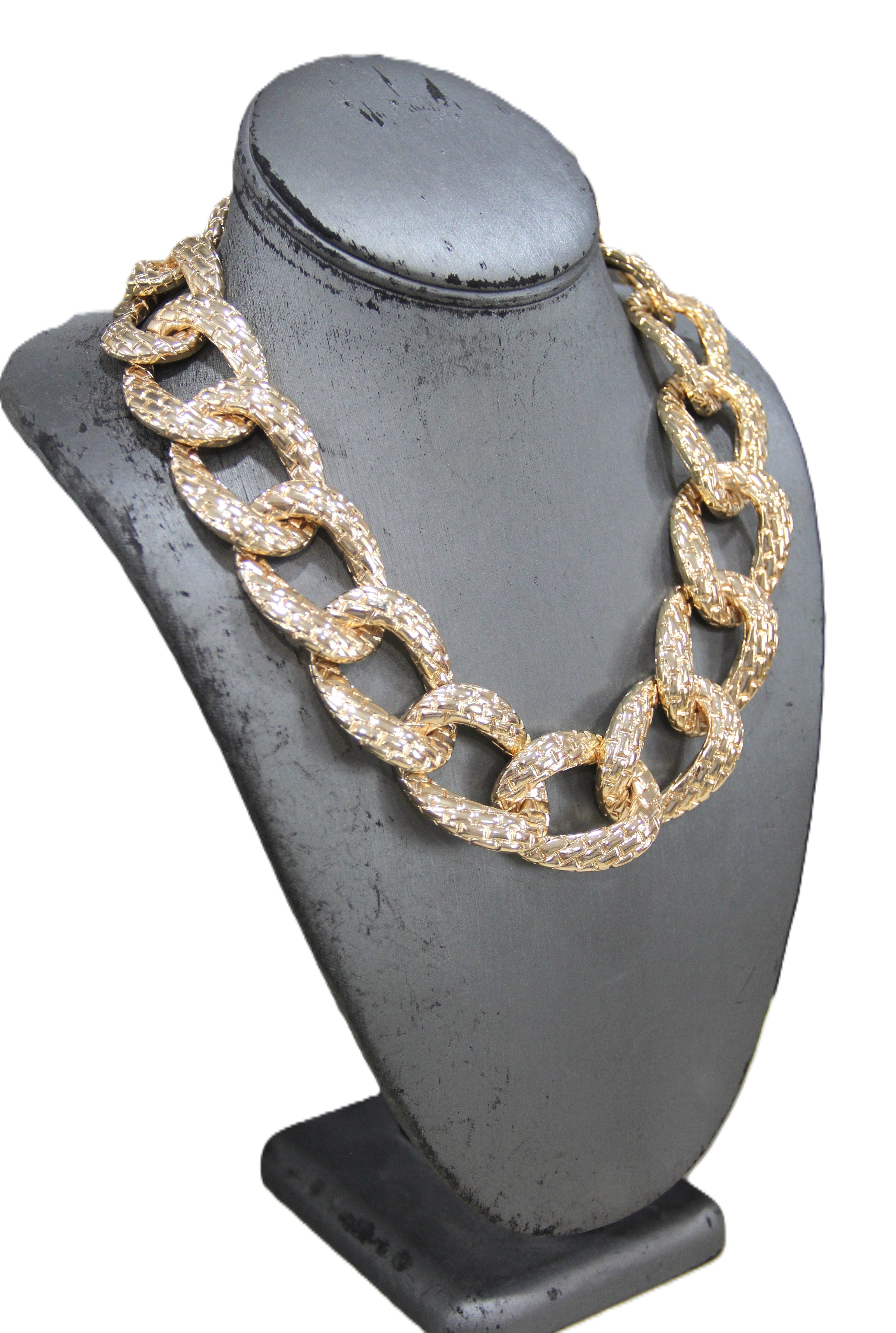 Graziano dead stock gold curbed chain necklace