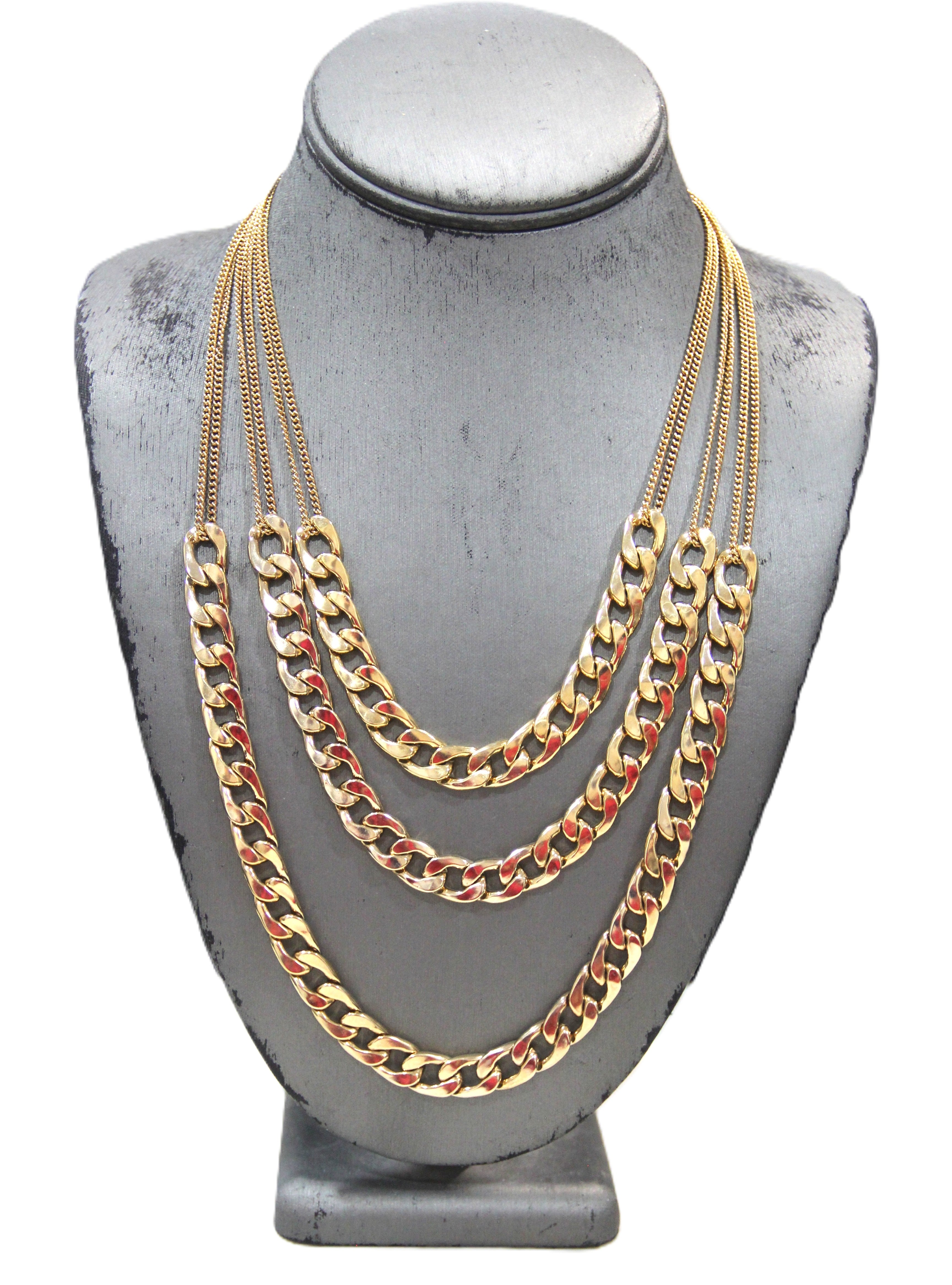 GRAZIANO MULTI CURBED CHAIN STATEMENT NECKLACE