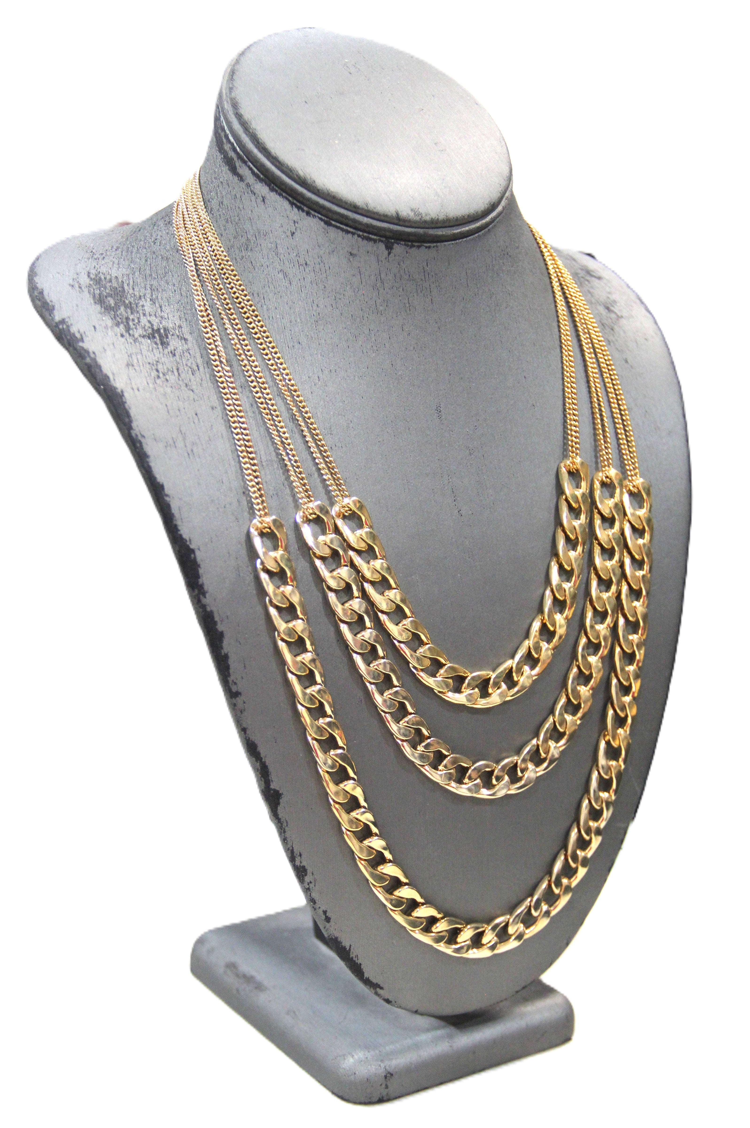 GRAZIANO MULTI CURBED CHAIN STATEMENT NECKLACE
