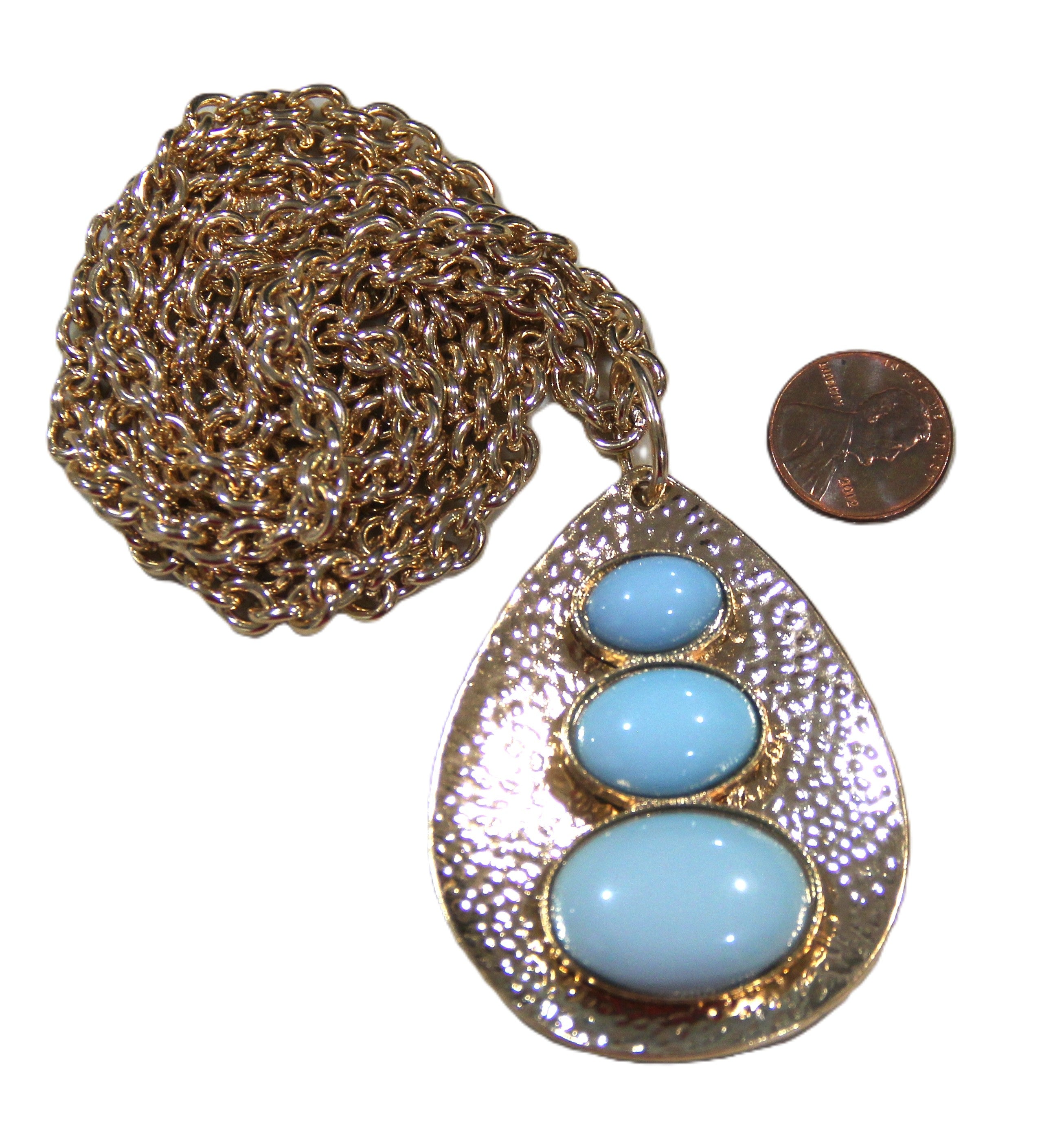 GRAZIANO TURQUOISE RESIN CABOCHON MODERNIST NECKLACE