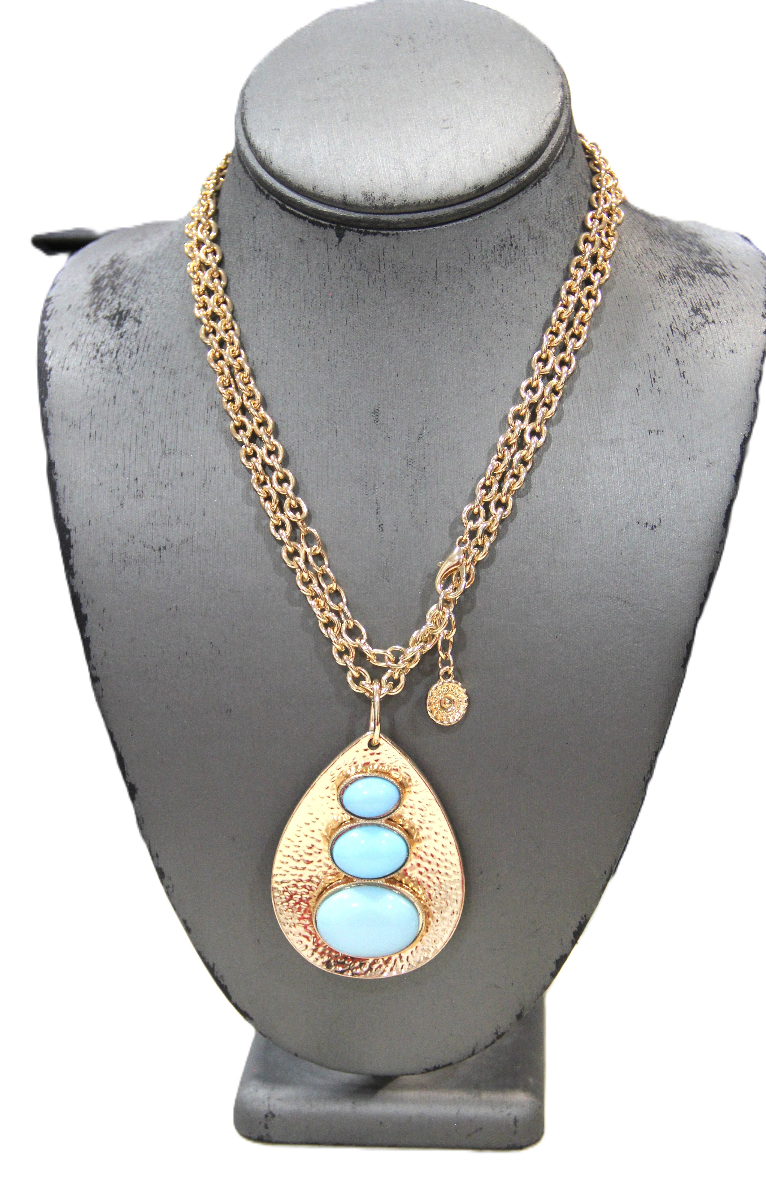 GRAZIANO TURQUOISE RESIN CABOCHON MODERNIST NECKLACE