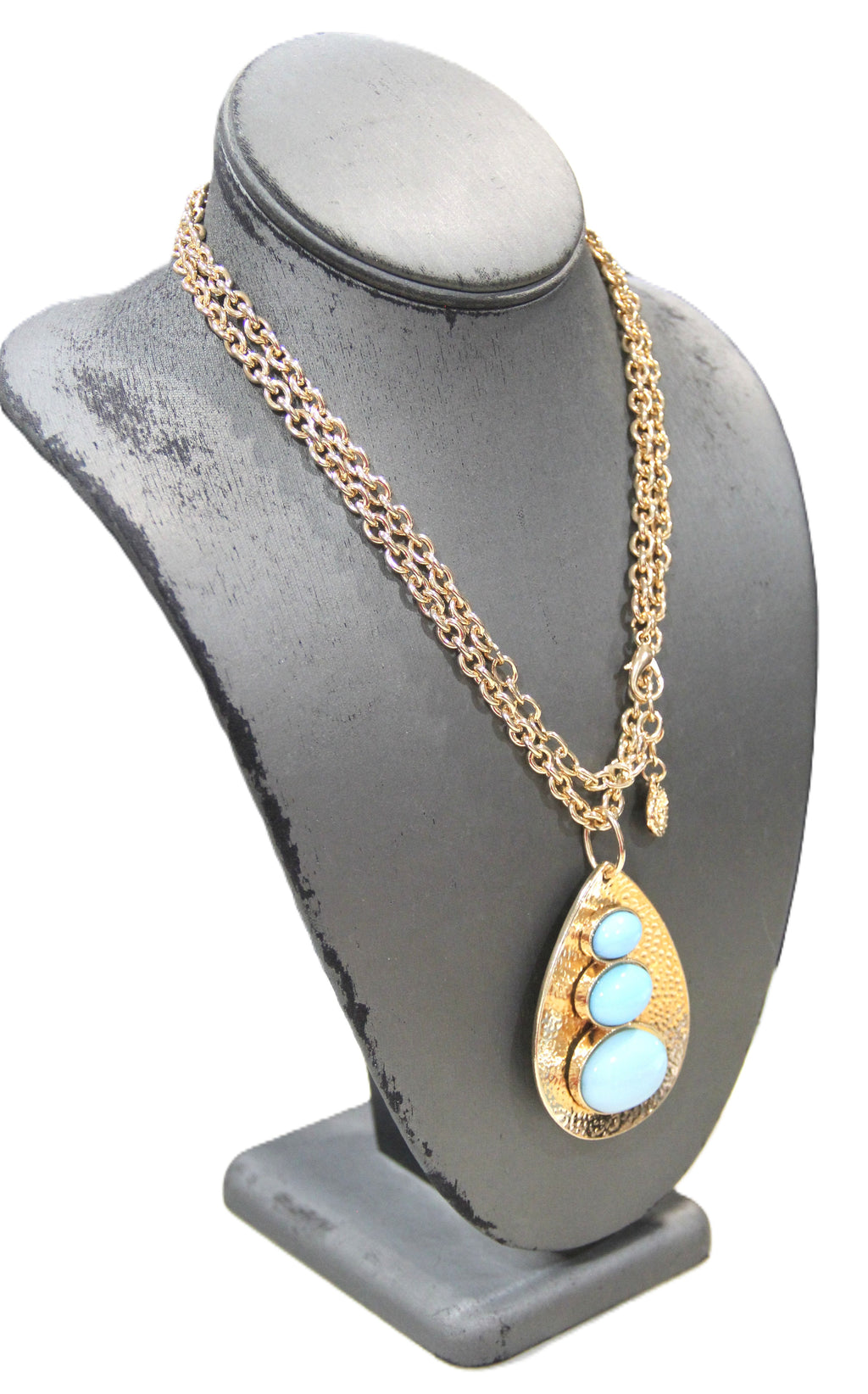 GRAZIANO TURQUOISE RESIN CABOCHON MODERNIST NECKLACE