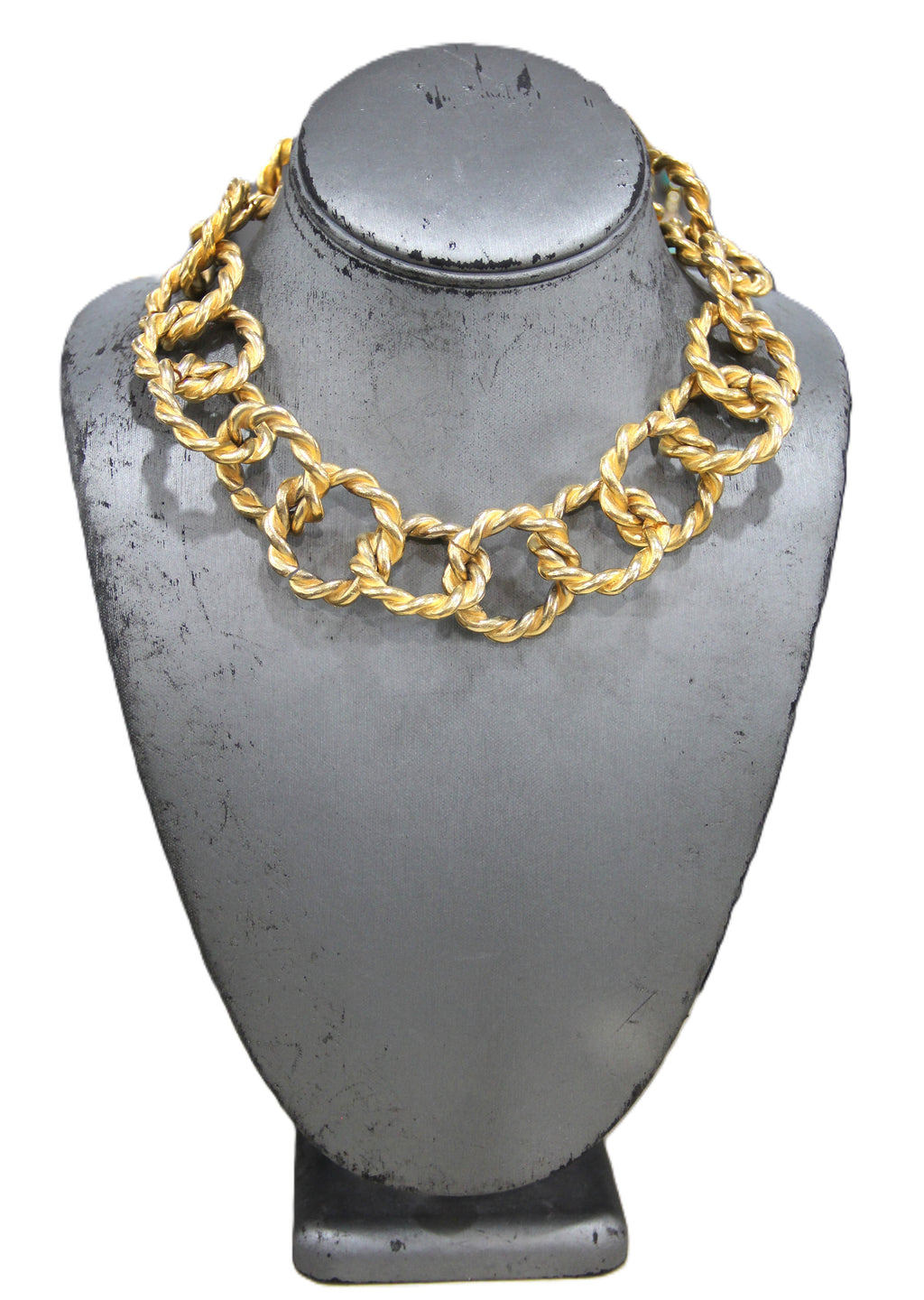 Graziano 80's dead stock matte gold roped chain necklace