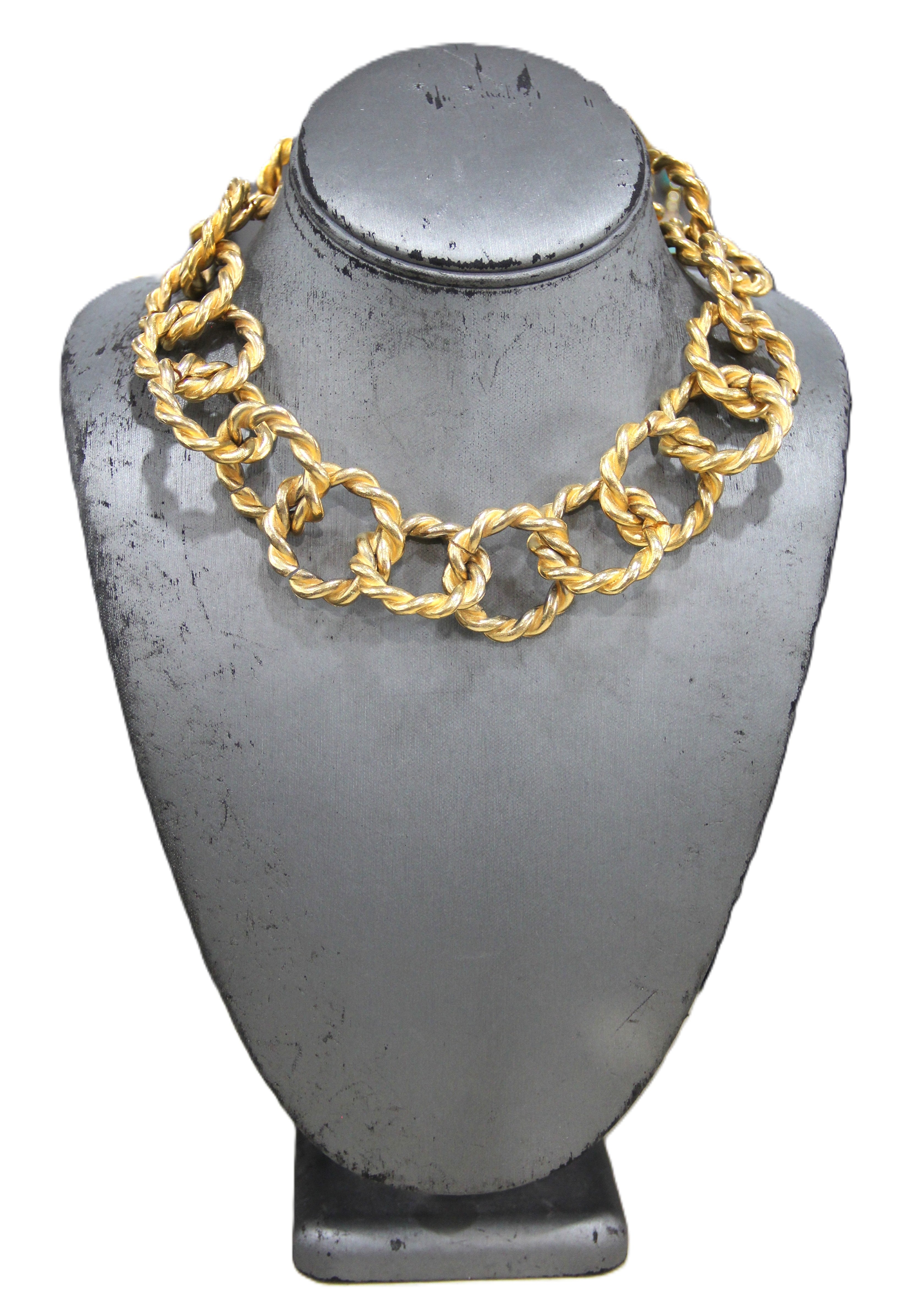 Graziano 80's dead stock matte gold roped chain necklace