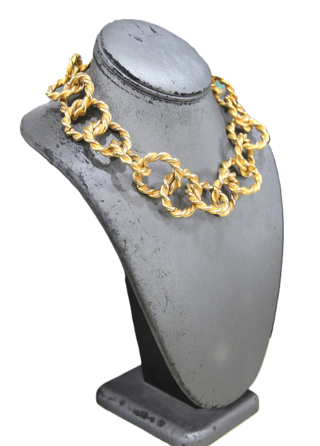 Graziano 80's dead stock matte gold roped chain necklace