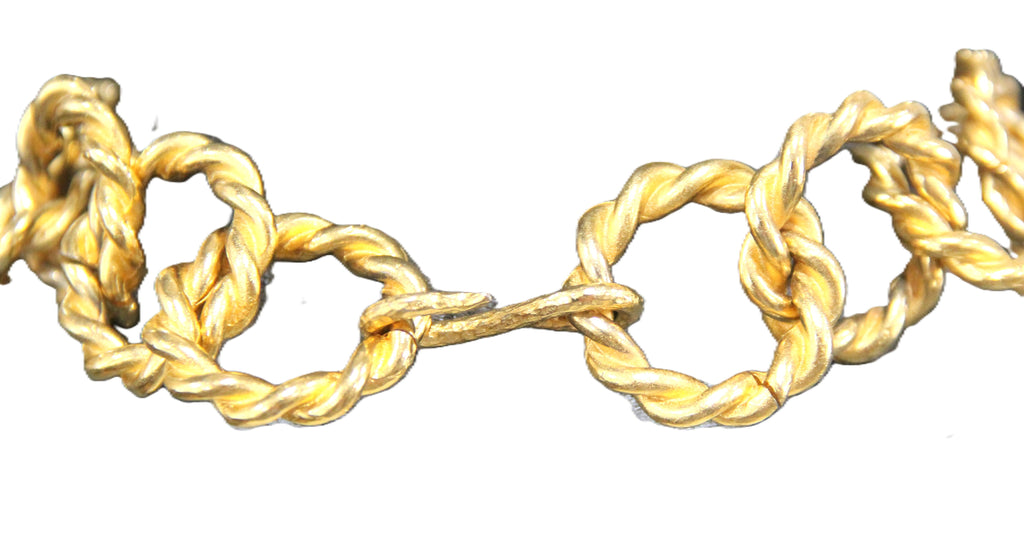 Graziano 80's dead stock matte gold roped chain necklace