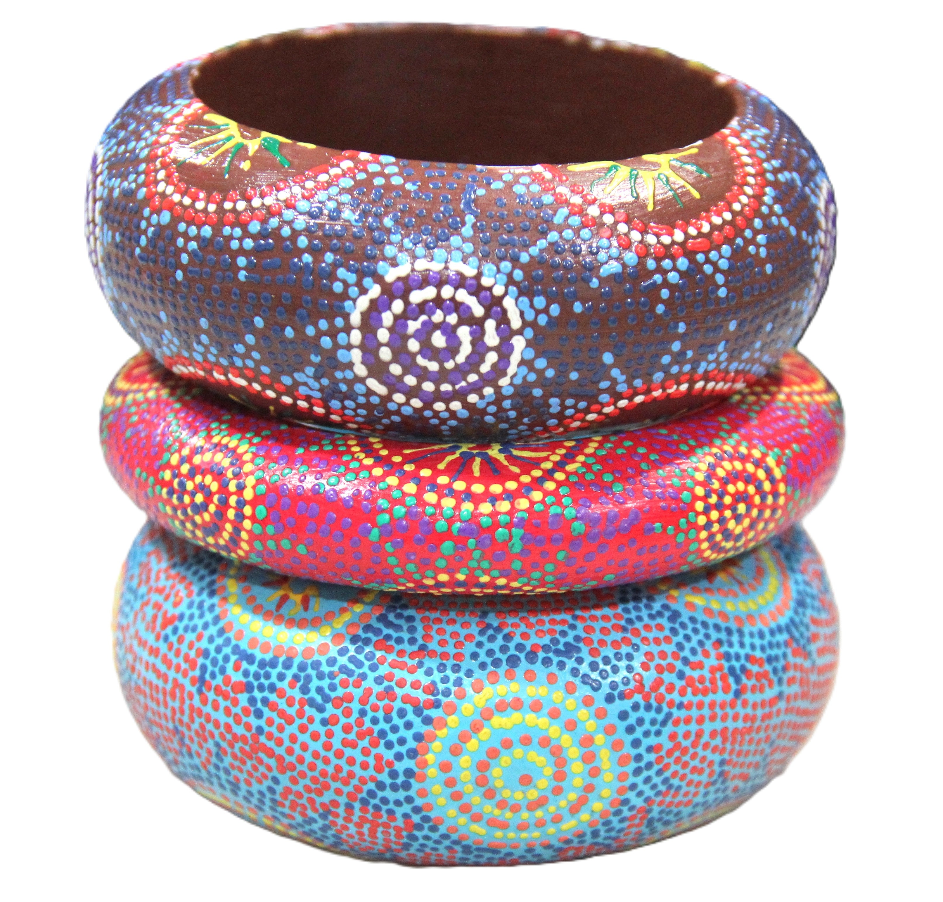 THE "ABORIGINAL ART" HAND PAINTED BANGLE BRACELET STACK