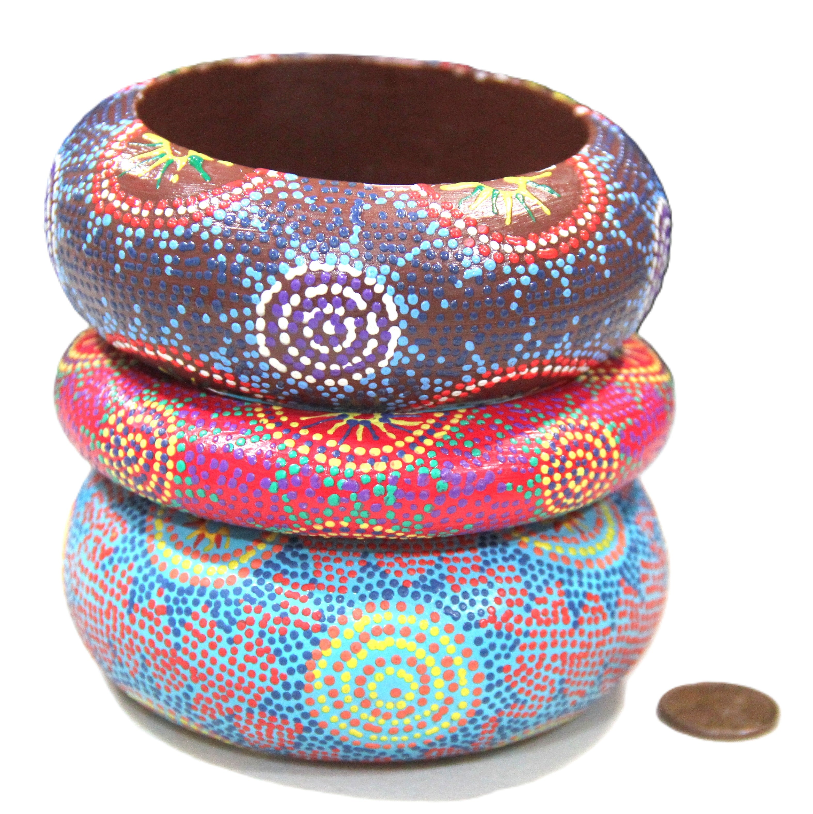 THE "ABORIGINAL ART" HAND PAINTED BANGLE BRACELET STACK