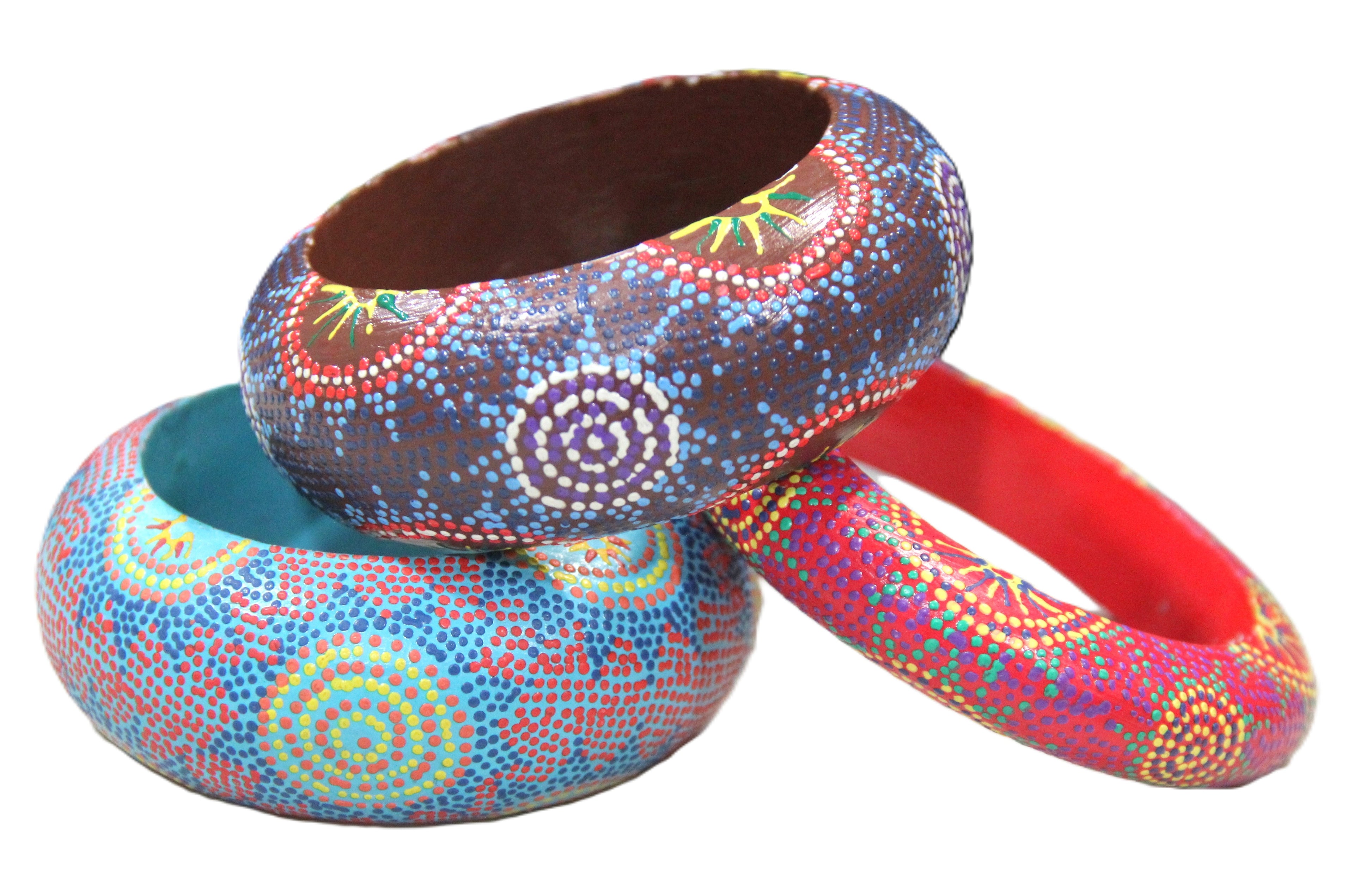 THE "ABORIGINAL ART" HAND PAINTED BANGLE BRACELET STACK