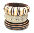 GRAZIANO DEAD STOCK "STUDS & STRIPES" BANGLE BRACELET STACK