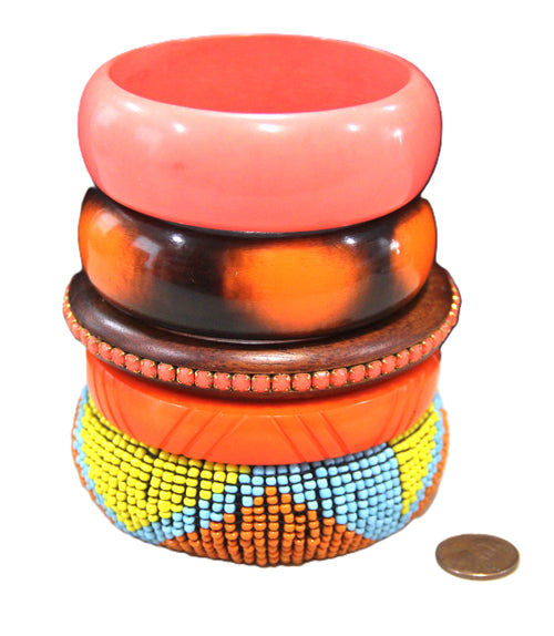 AFRICAN SUNSET 8" BANGLE BRACELET STACK