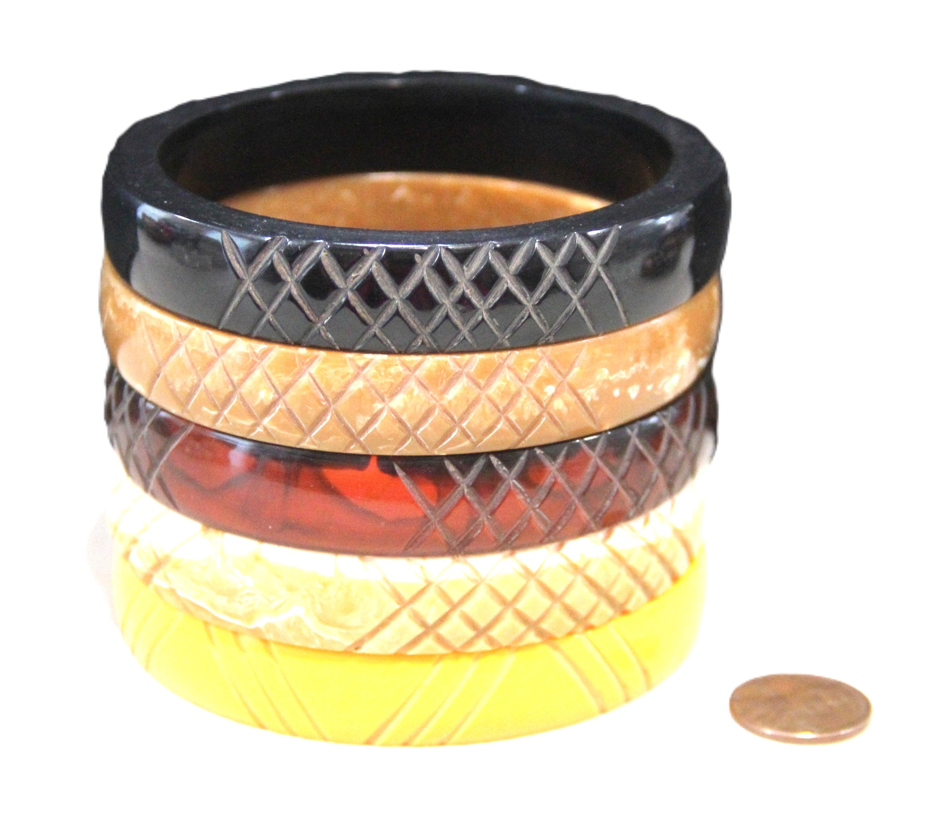 THE "CARVED COLLECTION" 8" BANGLE BRACELET STACK