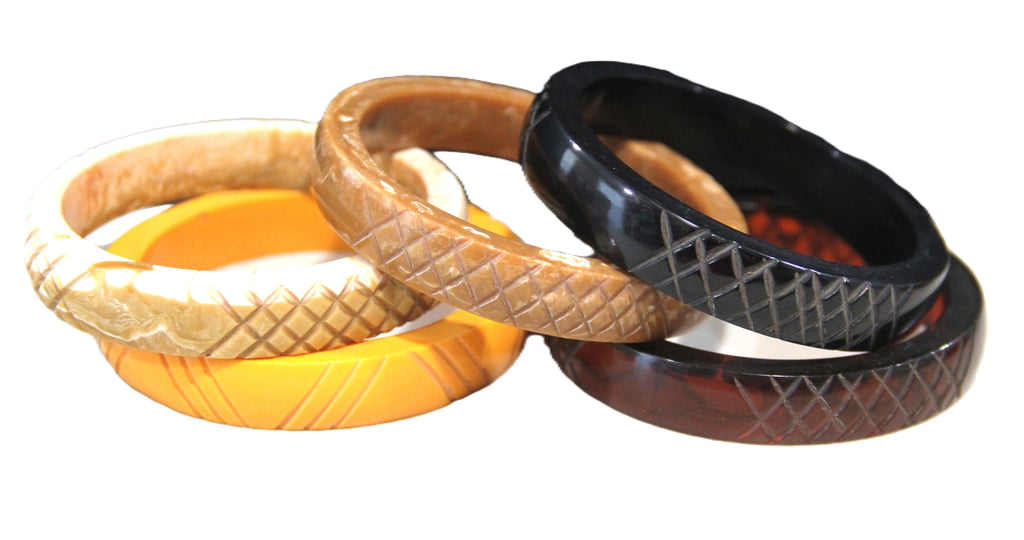 THE "CARVED COLLECTION" 8" BANGLE BRACELET STACK