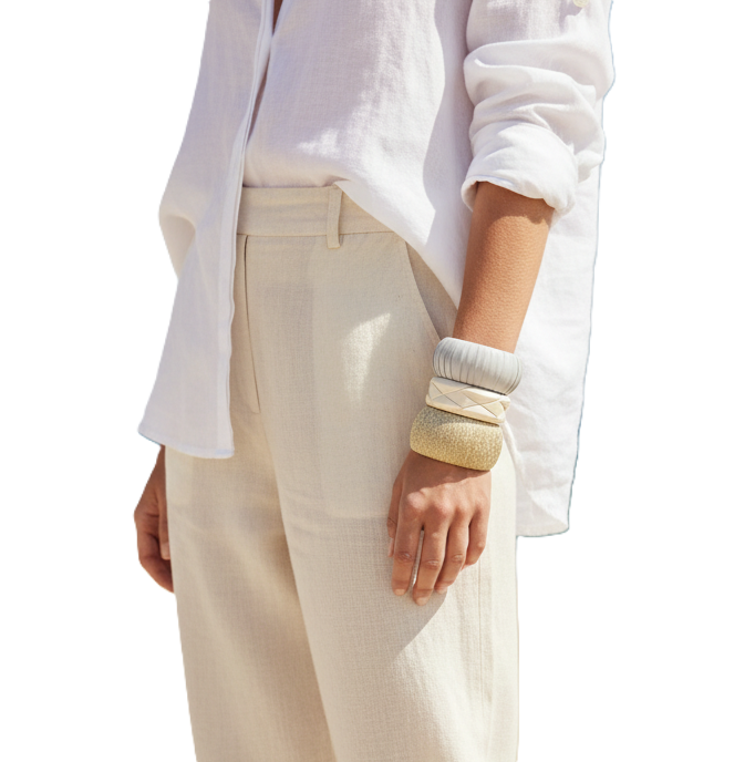 THE "COASTAL HEIRESS" 7" BANGLE BRACELET STACK