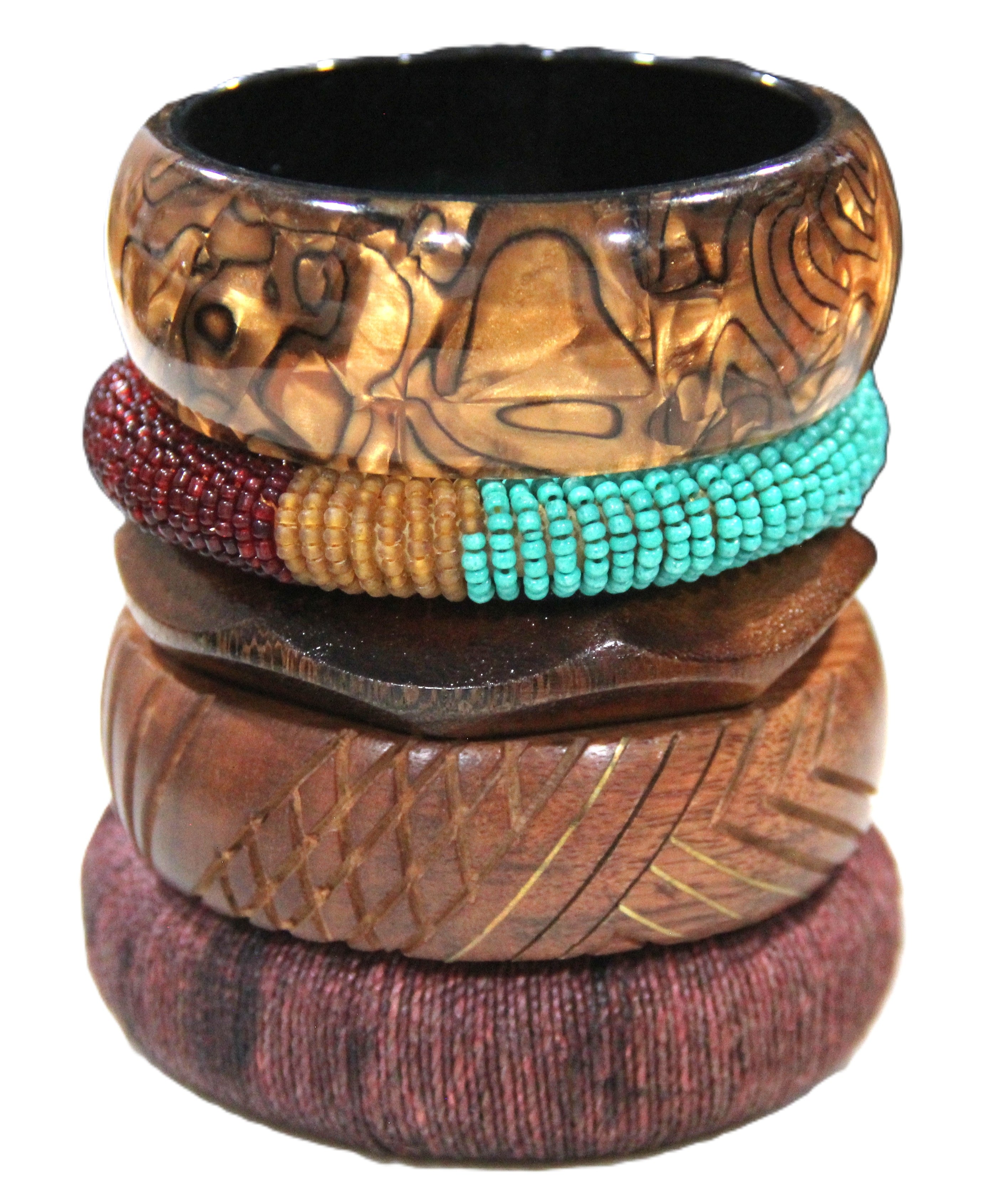 THE "SUBTLE COLOR & TEXTURE" BOHO BANGLE BRACELET STACK